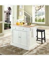 Crosley Oxford Butcher Block Top Kitchen Island With 24" Upholstered Square Seat Stools In White