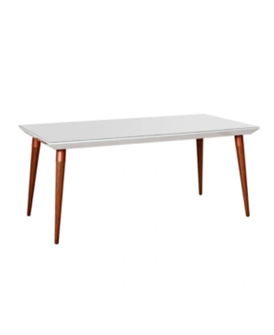 Manhattan Comfort Utopia 62.99" Modern Beveled Rectangular Dining Table With Glass Top In White