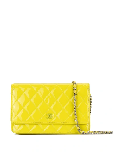 Pre-owned Chanel Diamond Quilted Woc In Yellow