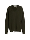 HELMUT LANG WOMEN'S DISTRESSED V-NECK WOOL & CASHMERE SWEATER,0400013047291