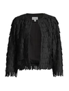 MILLY FRINGE EMBROIDERY COLLARLESS JACKET,400013252424