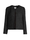 Milly Women's Tweed Sparkle Collarless Jacket In Black
