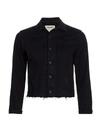 L'agence Janelle Raw-edge Denim Jacket In Saturated Black
