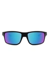 Oakley Gibston Mir Pol 0oo9449-12 Wrap Polarized Sunglasses In Matte Black/ Prizm Sapphire