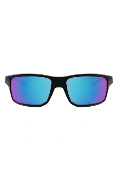 Oakley Gibston Mir Pol 0oo9449-12 Wrap Polarized Sunglasses In Matte Black/ Prizm Sapphire