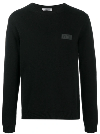 Valentino “vltn”贴片羊毛针织毛衣 In Black