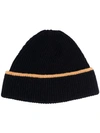 YMC YOU MUST CREATE RIBBED KNIT CONTRAST TRIM BEANIE HAT
