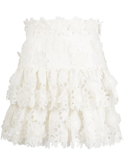 Zimmermann The Lovestruck Trim Lace Mini Skirt In White
