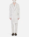 DOLCE & GABBANA DOUBLE-STRIPE ROBE WITH MATCHING FACE MASK