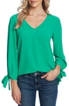 Cece Geo Print Tie Sleeve Top In Jasmine Green