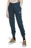 Nike Women's Sportswear Essential Fleece Joggers In Deep Ocean/ White