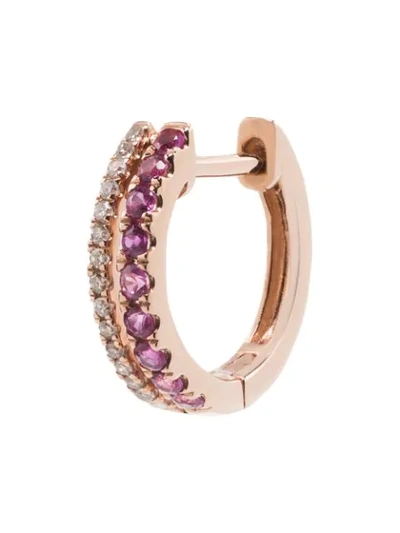 Roxanne First 14k Rose Gold Diamond And Sapphire Hoop Earring In Pink