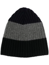 YMC YOU MUST CREATE COLOUR BLOCK RIBBED KNIT BEANIE HAT