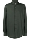 Orian Spread Collar Piqué Shirt In Green