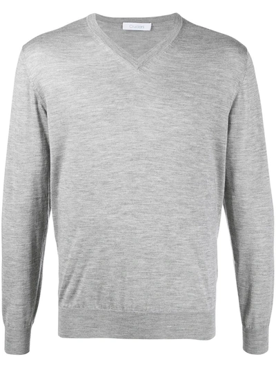 Cruciani Long-sleeve V-neck Jumper In Grey