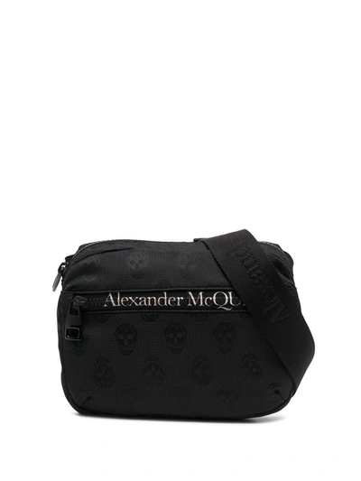 Alexander Mcqueen Logo Zipper Print Belt Bag In Black