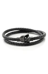 Cufflinks, Inc Men's Star Wars Darth Vader Helmet Double Wrap Leather & Stainless Steel Bracelet In Black