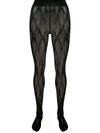 Versace Barocco Pattern Tights In Black