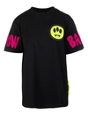 BARROW BLACK UNISEX T-SHIRT WITH LOGO AND PRINTS,11647107