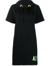 ARMANI EXCHANGE EMBROIDERED-LOGO HOODED DRESS