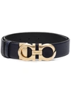 Ferragamo Gancini Leather Reversible Belt In Blue