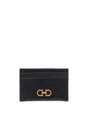 Ferragamo Gancini Leather Card Holder In Black
