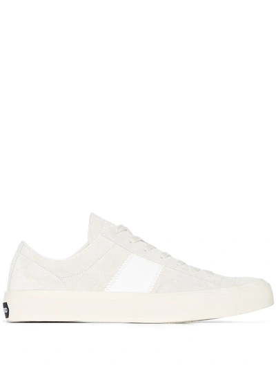 Tom Ford Cambridge Leather Low Top Sneakers In White
