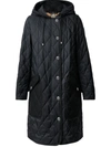 Burberry Roxby Diamond-quilted Mid-length Coat In Black