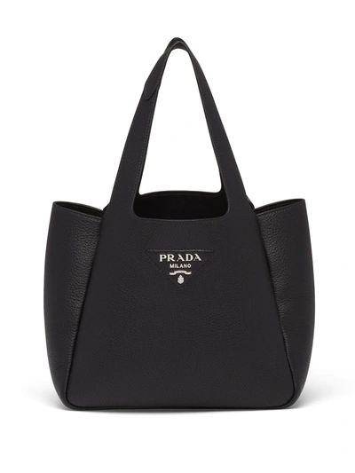 Prada Logo-plaque Tote Bag In Black