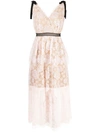 SELF-PORTRAIT ROSE LACE MIDI DRESS