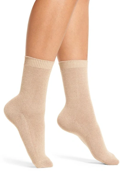 Falke Cosy Wool Blend Crew Socks In Camel