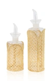 Moda Domus Raffia-lined Glass Oil And Vinegar Set In Neutral
