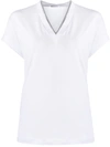 Brunello Cucinelli Monili V-neck Short-sleeve Cotton Jersey T-shirt In White