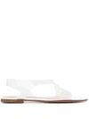 Gianvito Rossi Metropolis Flat Pvc Slingback Sandals In Neutrals