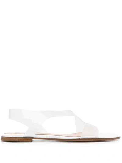Gianvito Rossi Metropolis Flat Pvc Slingback Sandals In White