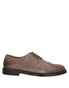 Doucal's Man Lace-up Shoes Khaki Size 6 Soft Leather In Brown