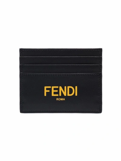 Fendi Black Logo Leather Card Holder
