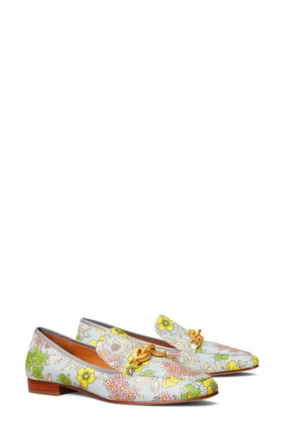 Tory Burch Jessa Floral-print Horse Bit Loafers In Blue Wallpaper Floral