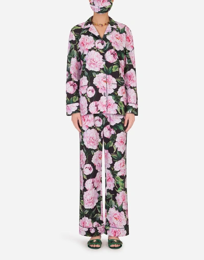 Dolce & Gabbana Peony-print Pyjama Set With Matching Face Mask