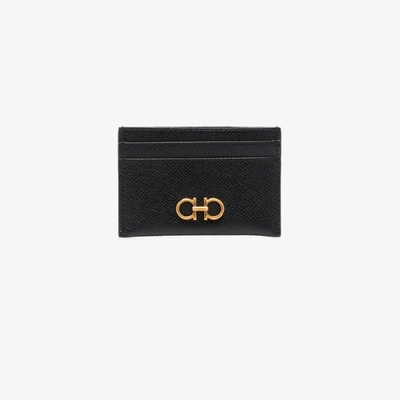 Ferragamo Black Gancini Leather Card Holder