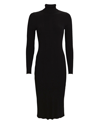 L Agence Jeanne Ribbed Long Sleeve Turtleneck Dress In Black