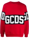Gcds Long Sleeve Block Color Logo Sweater In Red
