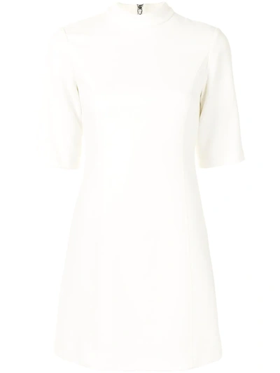 Alice And Olivia Coley Mock Neck A-line Minidress In Off White