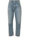 Agolde Blue High Rise Riley Jeans In Blue