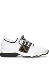 Fendi Ff Knit Sock Lace-up Trainer Sneakers In White