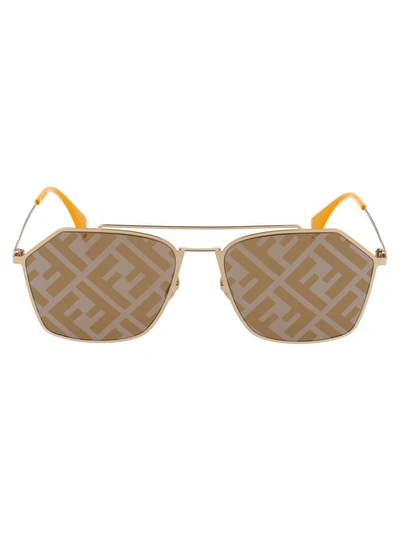 Fendi Eyeline Ff Sunglasses In Gold