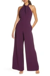 Julia Jordan Halter Neck Jumpsuit In Plum