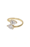 ETTIKA ETIKKA CRYSTAL TEARDROP WRAP RING,R325.CLR.G.8