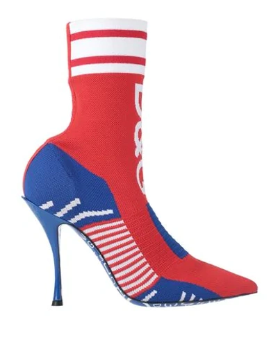 DOLCE & GABBANA DOLCE & GABBANA WOMAN ANKLE BOOTS RED SIZE 7 TEXTILE FIBERS,11965430EL 12