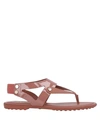 TOD'S TOD'S WOMAN TOE STRAP SANDALS BLUSH SIZE 5 SOFT LEATHER,11971011SA 8